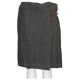 Hermès-HERMÈS Cashmere Wrap Skirt-Grey