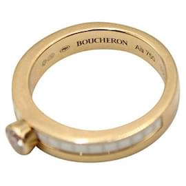 Boucheron-Anel de cerâmica branca Boucheron Solitaire Quatre - ouro amarelo e diamante-Dourado