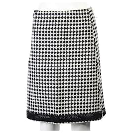 Marni-Marni Black White Patterned Skirt-Black