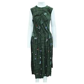 Autre Marque-CONTEMPORARY DESIGNER Robe longue asymétrique froncée en crêpe de Chine à imprimé floral-Vert