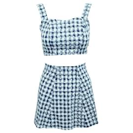 Reformation-REFORMATION Checked Print Set-Blue