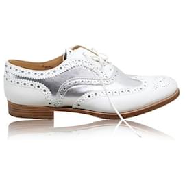 Church's-CHURCH'S Burwood White Presupper Loafer-Silvery