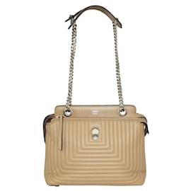 Fendi-Bolso de hombro Dotcom acolchado beige de Fendi-Castaño