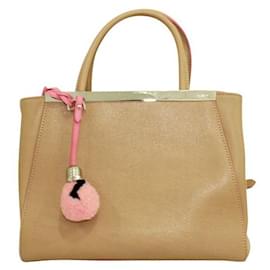 Fendi-Fendi Brown Petit 2 Jours Handtasche mit rosa Anhänger-Braun