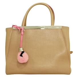 Fendi-Fendi Brown Petit 2 Bolso Jours con Charm Rosa-Castaño