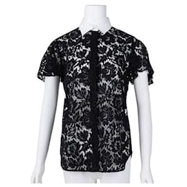 Valentino-Valentino Peterpan Collar Lace Shirt-Black