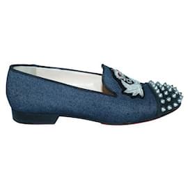 Christian Louboutin-Christian Louboutin Denim Intern Loafers with Studs-Other