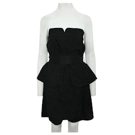 Fendi-Fendi Black Textured Strapless Dress-Black