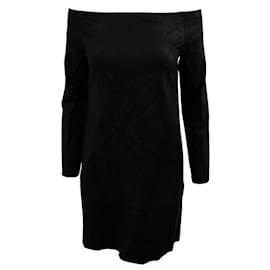 Autre Marque-Scanlan & Theodore Stretch Leather Off Shoulder Dress-Black