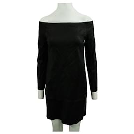 Autre Marque-Scanlan & Theodore Stretch Leather Off Shoulder Dress-Black