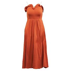 Reformation-REFORMATION Brown Maxi Dress with hidden Shorts-Brown