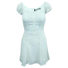 Reformation-REFORMATION White Short Sleeve Dress with Buttons-Cream