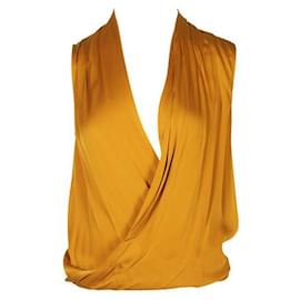 Diane Von Furstenberg-Diane Von Furstenberg Mustard Silk Sleeveless Top-Yellow