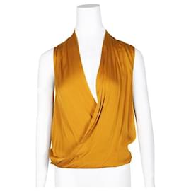 Diane Von Furstenberg-Blusa sin mangas de seda mostaza de Diane Von Furstenberg-Amarillo