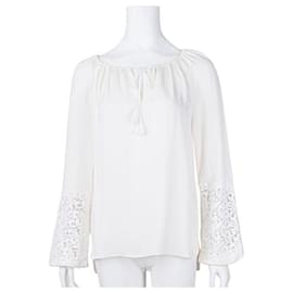 Autre Marque-Blusa con adornos de encaje y ojales de diseñador contemporáneo-Blanco