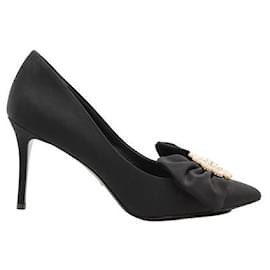 Autre Marque-Zapatos de tacón alto con lazo de satén negro de diseñador contemporáneo-Negro