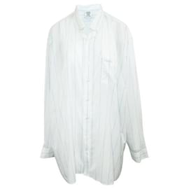 Vêtements-Camisa extragrande de rayas blancas de Vetements-Azul