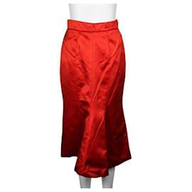 Burberry-Falda larga roja de Burberry-Roja