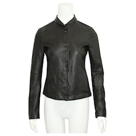 Autre Marque-Jaqueta de couro preto e algodão de designer contemporâneo-Preto