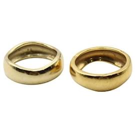 Cartier-Conjunto Cartier de dois anéis largos dourados/ bandas-Dourado