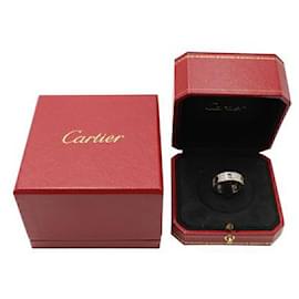 Cartier-Bague Cartier Love en Or Blanc avec Céramique Noire et Diamants-Argenté