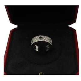 Cartier-Cartier Love Ring in White Gold with Black Ceramic and Diamonds-Silvery