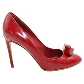 Louis Vuitton-Louis Vuitton Red Leather Cubic Wonder Heels-Red