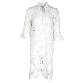 Maje White Crocheted Lace Mini Dress White
