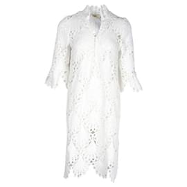 Maje-Mini-robe blanche en dentelle au crochet-Blanc