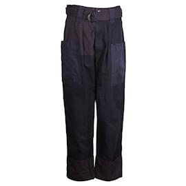 Isabel Marant Etoile-Pantaloni cargo blu scuro con cintura staccabile-Blu navy