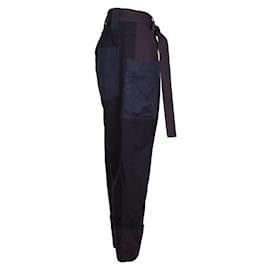 Isabel Marant Etoile-Navy Cargo Pants with Detachable Belt-Navy blue