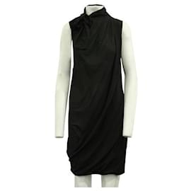 Balenciaga-Balenciaga Robe en soie noire avec liens-Noir
