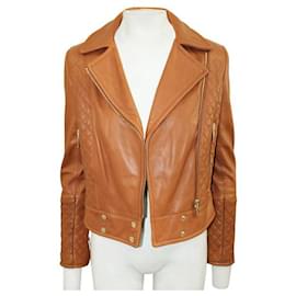 Autre Marque-Contemporary Designer Brown Leather Biker Jacket-Brown