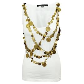 Givenchy-Top sin mangas blanco de Givenchy con monedas doradas-Blanco