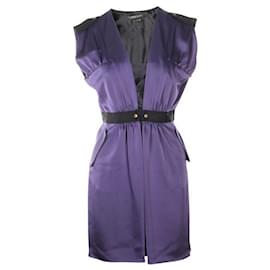Autre Marque-Vestido de seda morado de diseñador contemporáneo-Púrpura