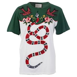 Gucci-Gucci SS16 Camiseta bordada cobra-Multicor