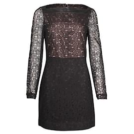 Diane Von Furstenberg-New Sarita Pebble Lace Dress-Black