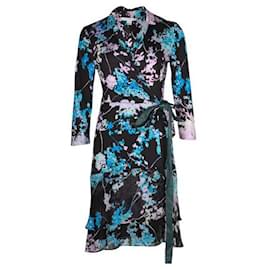 Diane Von Furstenberg-Cathy Floral Wrap Dress with Leather Trim Strap-Multiple colors