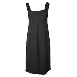 Prada-Prada Black Midi Dress with Cowl Neck-Black