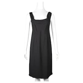 Prada-Prada Black Midi Dress with Cowl Neck-Black