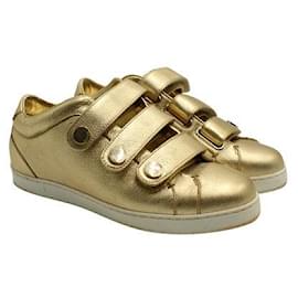 Jimmy Choo-Jimmy Choo Gold Velcro Strap Sneakers-Golden