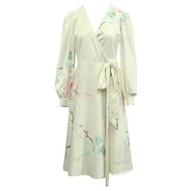 Autre Marque-Contemporary Designer Floral Wrap Long Sleeve Dress-Cream