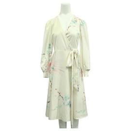 Autre Marque-Contemporary Designer Floral Wrap Long Sleeve Dress-Cream