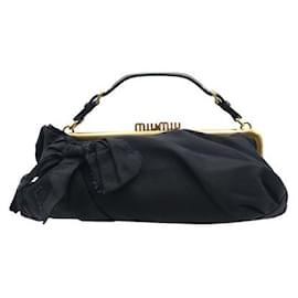 Miu Miu-Miu Miu Black & Gold Bow Clutch-Black