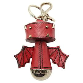 Prada-Llavero con diseño de murciélago y colgante para bolso en rojo de Prada-Roja