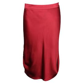 Giorgio Armani-Giorgio Armani Dark Red Satin Silk Skirt-Red