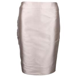 Armani-Armani Light Metallic Grey/ Silver Classic Pencil Skirt-Silvery