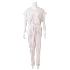 Autre Marque-Zeitgenössische Designerin RAQUEL ALLEGRA Baumwoll-Jumpsuit mit tiefer Beininnenseite-Pink