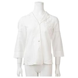 Autre Marque-Camicia di lino dal design contemporaneo-Bianco