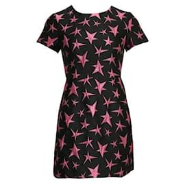Msgm-Msgm Black & Pink Star Mini Dress-Black